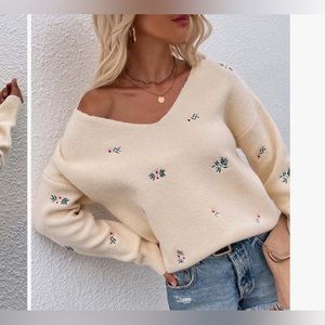 Embroidered floral sweater